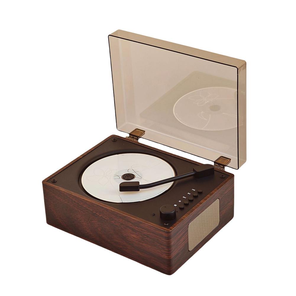 Light Luxury Retro CD Player Rechargeable Bluetooth-Compatible 5.0 Music Player Portable Desktop Speaker