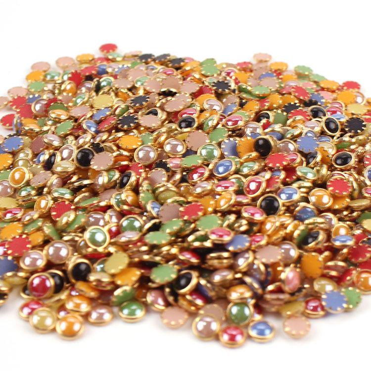 Japanese-Style Ceramic & Gold-Edged Pearls for Nail Art - Variety of Sizes & Colors