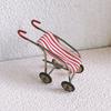 Mini Stroller Doll Accessories Metal Frame Fabric Seat Realistic Stroller Miniature Collectible Tiny Trolley for Doll Mansion Decoration Photo Prop