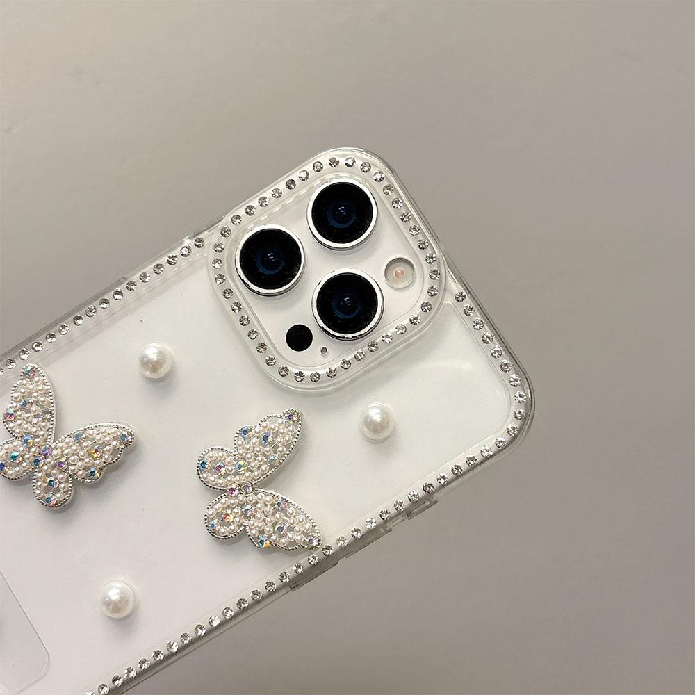 INS Korea Glitter 3D Pearl Butterfly Diamond Phone Case For Honor Magic 7 6 5 Lite Honor 300 400 Pro 400 Lite X40 X50 X60 Pro