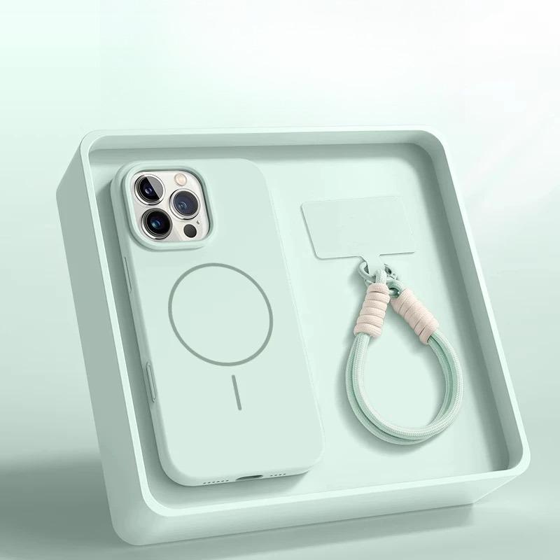 Magnetic Phone Case for IPhone 15 14 16 Plus 11 12 13 16 Pro Max Silicone Lanyard Magsafe Strap Protector Soft Cover