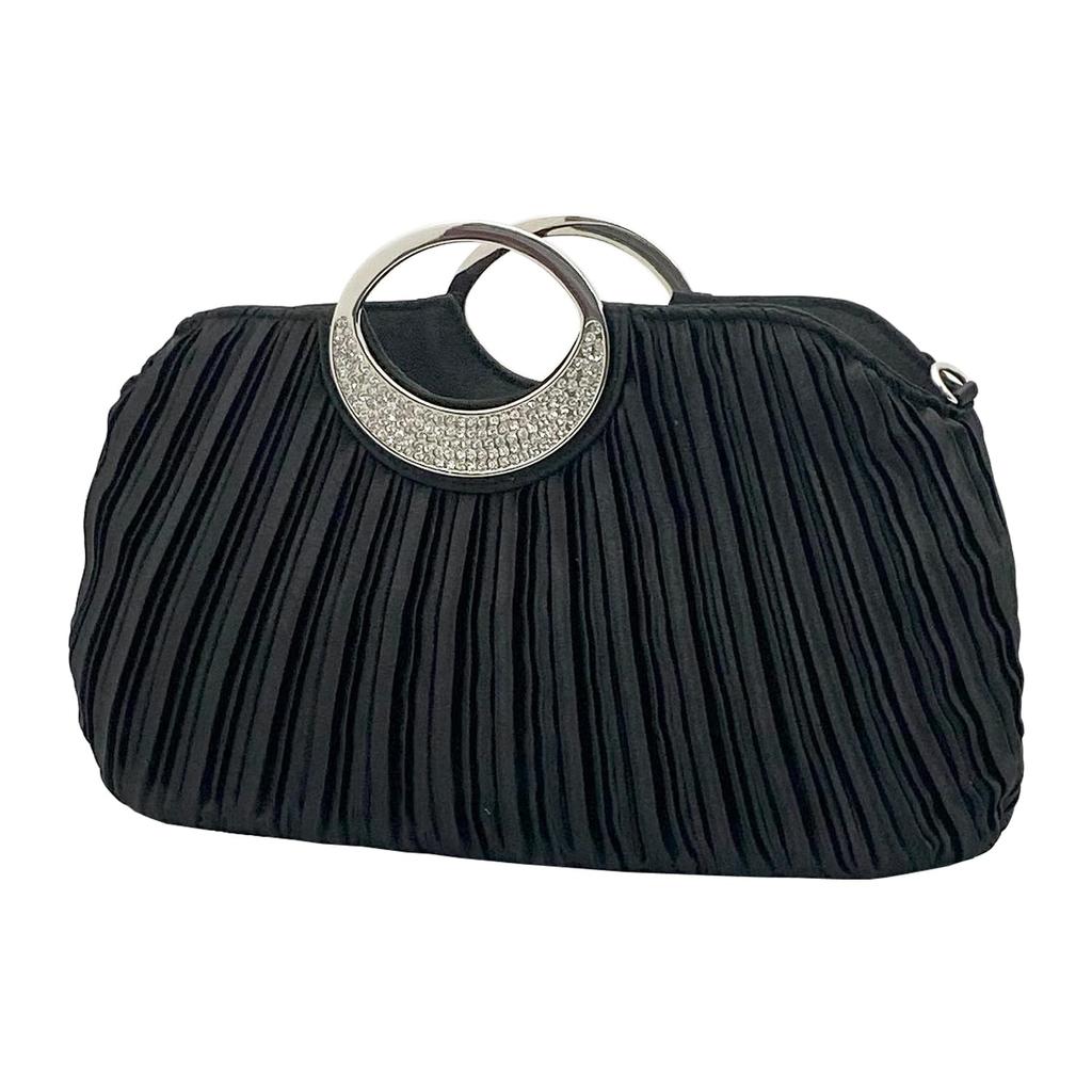 Party Large Clutch Wedding Large Pleated Satin Party Bag with Oval Handle Like a Crescent Clutch Bag [hotlips] Bag, Bag, Bag, Handbag, Women's, 3way,