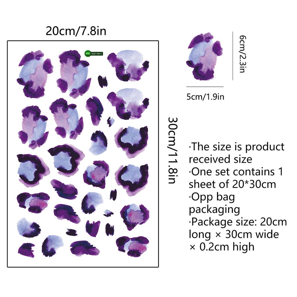 Purple Leopard Print Wall Decals Self Adhesive DIY Art Stickers for Modern Living Room Bedroom Background Wall Decor