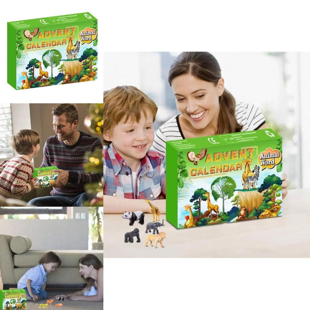 Animal Countdown Calendar Kit With Plastic Toy Figures For Young Adults Holiday Decor