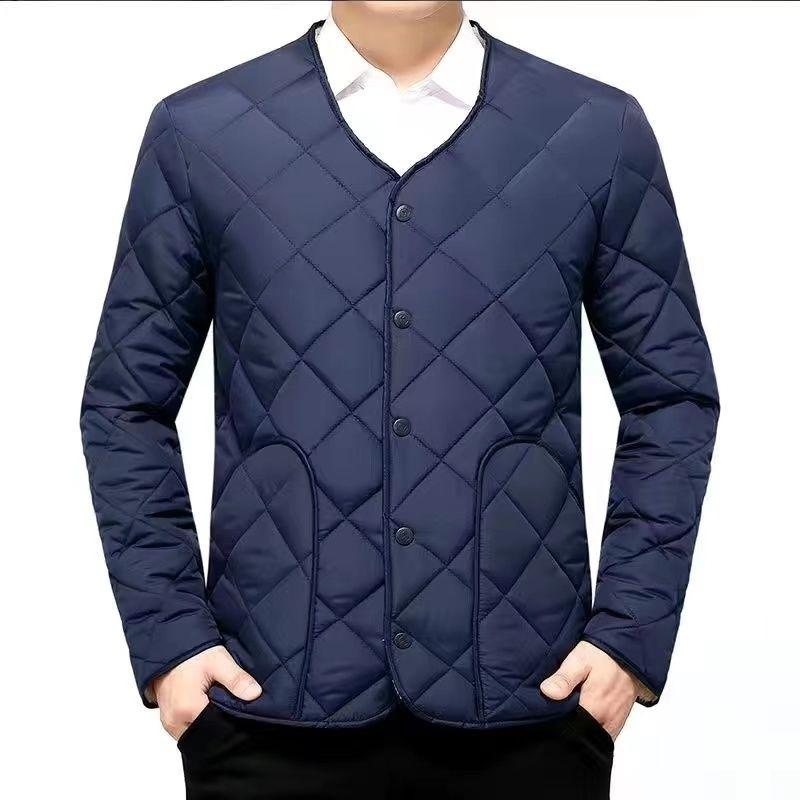 Men's Winter Thickened Down Cotton Clothes, Solid Color Casual Stand Collar Single Breasted Fleecing Cotton-padded Clothes