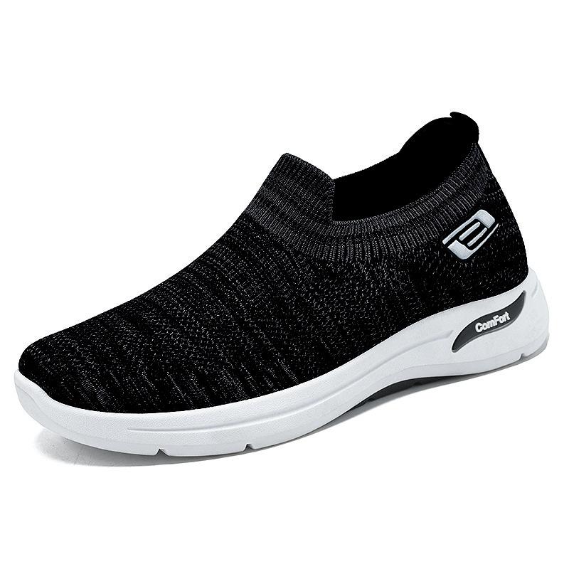 Shoes Men's Foreign Trade Men's Shoes One-pedal Casual Shoes Fly-woven Breathable and Non-smelly Foot Dad Shoes Middle-aged and Elderly Men's Shoes