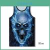 Camiseta Regata Masculina de Ginástica Muscular com Estampa Gráfica 3D de Caveira de Qualidade Premium