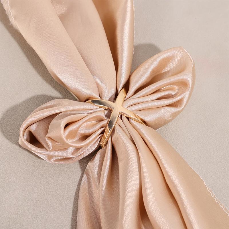 Simple Cross Scarf Clip X Shape Metal Brooches For Women Hollow Bow Scarves Buckle Holder Shawls Jewelry Clothing Accessories