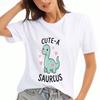 Cute Dinosaur Ladies Cotton T Shirt, Premium Cotton Graphic, Durable, Casual Fashion. Featuring Adorable CuteASaurus Design, Perfect For Dino Lovers A