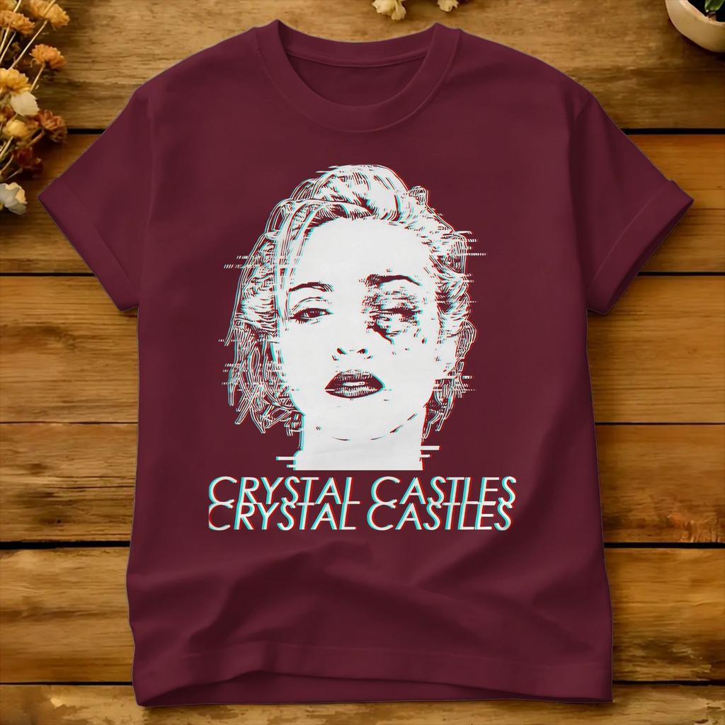 T-shirt Casual Estiva Crystal Castles Retro T-shirt di Tendenza 100% Cotone T-shirt per Unisex Estetica Magliette a Maniche Corte