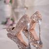 Venda Quente 2025 Sapatos de Salto Alto Femininos Scarpins Lantejoulas Glitter Luxo Designer Scarpins Tamanho Grande 43 Casamento Noiva Dia dos Namorados Sapatos de Trabalho