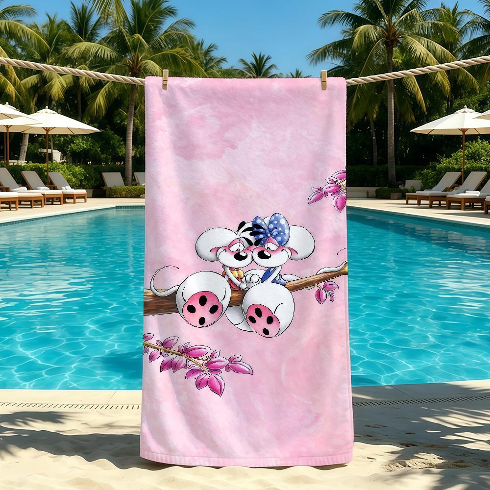 Schattige D-Diddl Cartoon Handdoek Voor Buiten Kamperen Strandhanddoek Super Absorberend Sneldrogende Zomerhanddoek