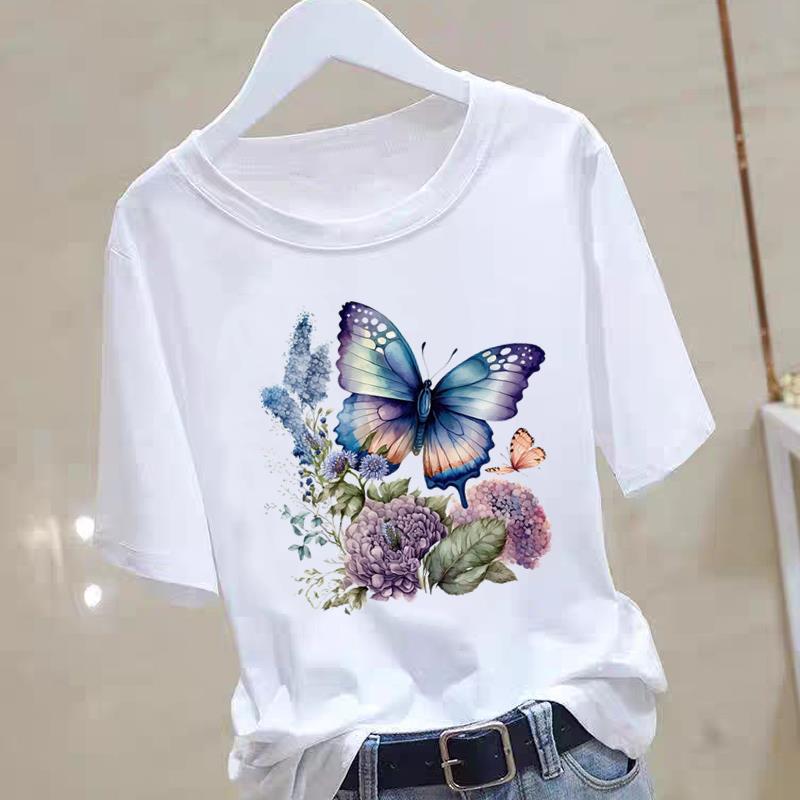 A New Heart-shaped and Cute Women's Commuter Instagram Summer Printed Short-sleeved Round-neck T-shirt Women Clothing Graphic