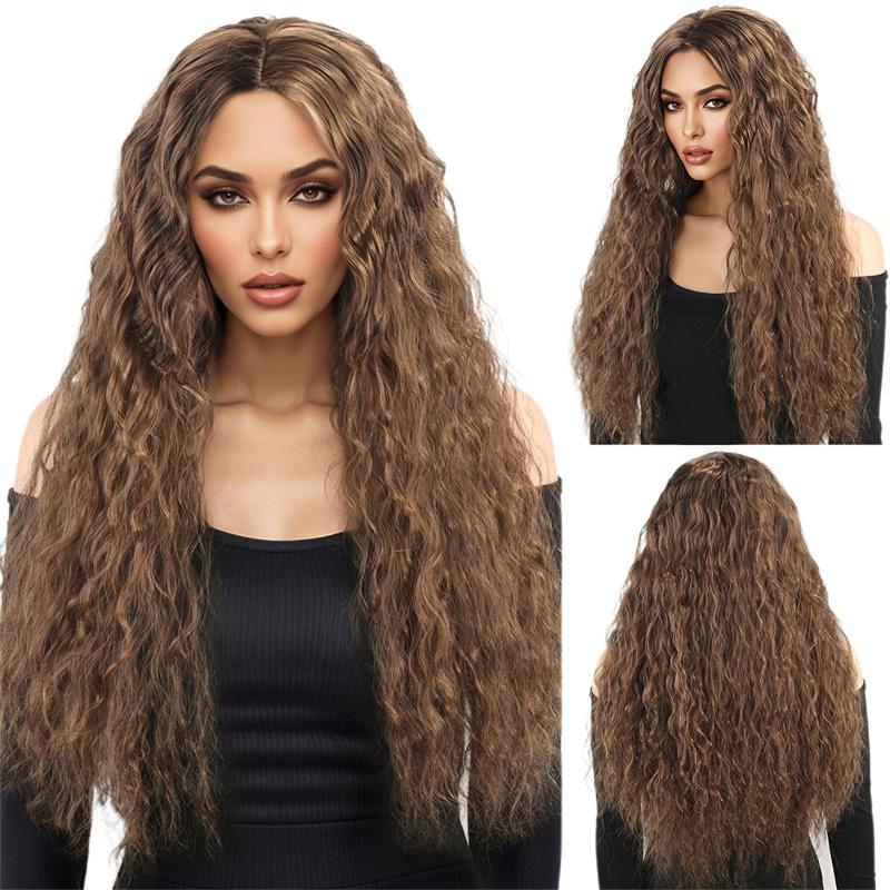 

Синтетический длинный кудрявый парик для женщины, парик цвета имбиря с волной воды, женский костюм для косплея, Хэллоуина, вечеринки, парик для девочек-лолит