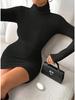 2025 European & American Autumn/Winter High Neck Slim Fit Knit Dress for Women