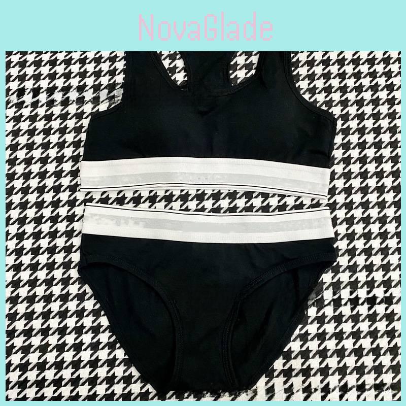 Womens Sports Bra And Panties Set Cotton Padded Wireless For Running And Fitness
