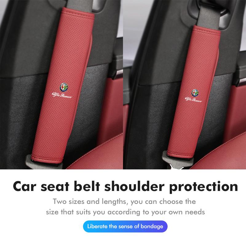 ZNBUA1 Leather Car Safety Belt Shoulder Cover Protection Padding Pad For Alfa Romeo 159 Giulietta Giulia 147 Mito 156 159 166 GT