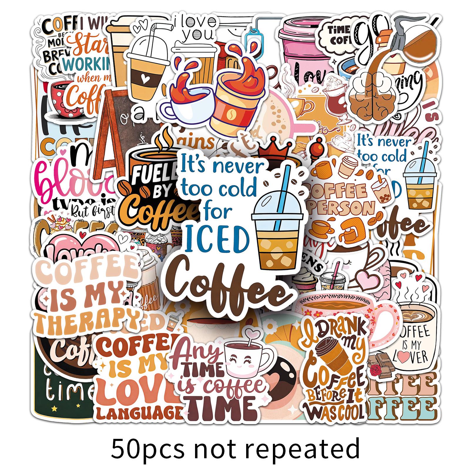 50 Sheets Coffee Graffiti Art Quotes Stickers for Walls and Tablets