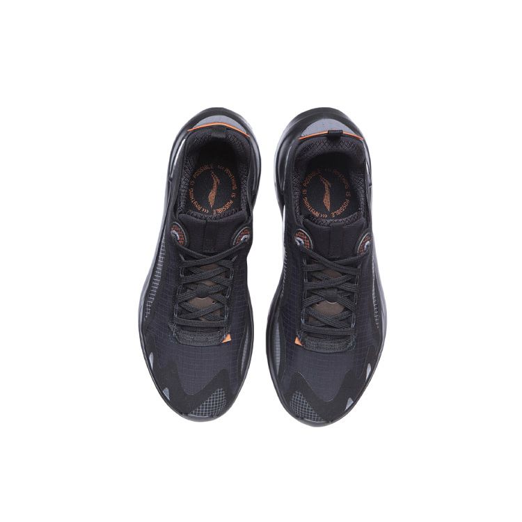 Li Ning Tian Qi Non-Slip Wear-Resistant Low-Top Running Shoes Men Sneakers Black Orange ARYR005-3