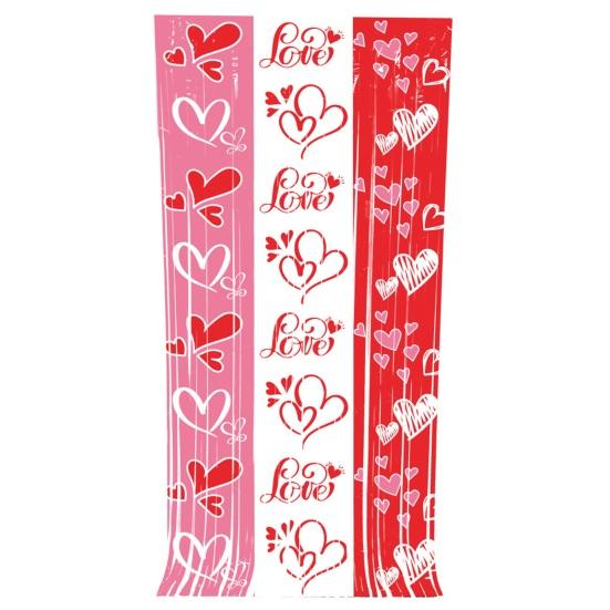 Valentine's Day Foil Fringe Curtain Red White Pink Shiny Tinsel Backdrop Streamer for Wedding Valentine's Day Birthday Parties Photo Booth