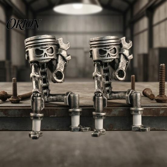 Statua di Robot Vintage Artigianale Scheletro in Resina Resistente, Statuetta Meccanica Industriale, Regalo Stile Heavy Metal Decorazione da Scrivania Gotica per Ufficio Libreria