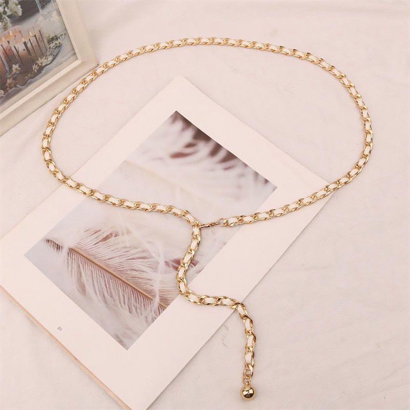 Chain Belt Female Waist Metal Belts For Women Luxury Tassel Thin Waistband Dress Coat Adjustable Corset