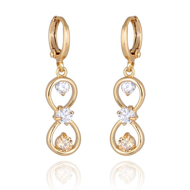 AAA Jewelry Exquisite Zircon Earrings, 18K Gold or White Gold Plated шампанского