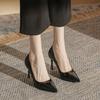 Korean Style Silver Patent Leather Pointed Toe High Heels - Elegant Thin Heel Flats for Women