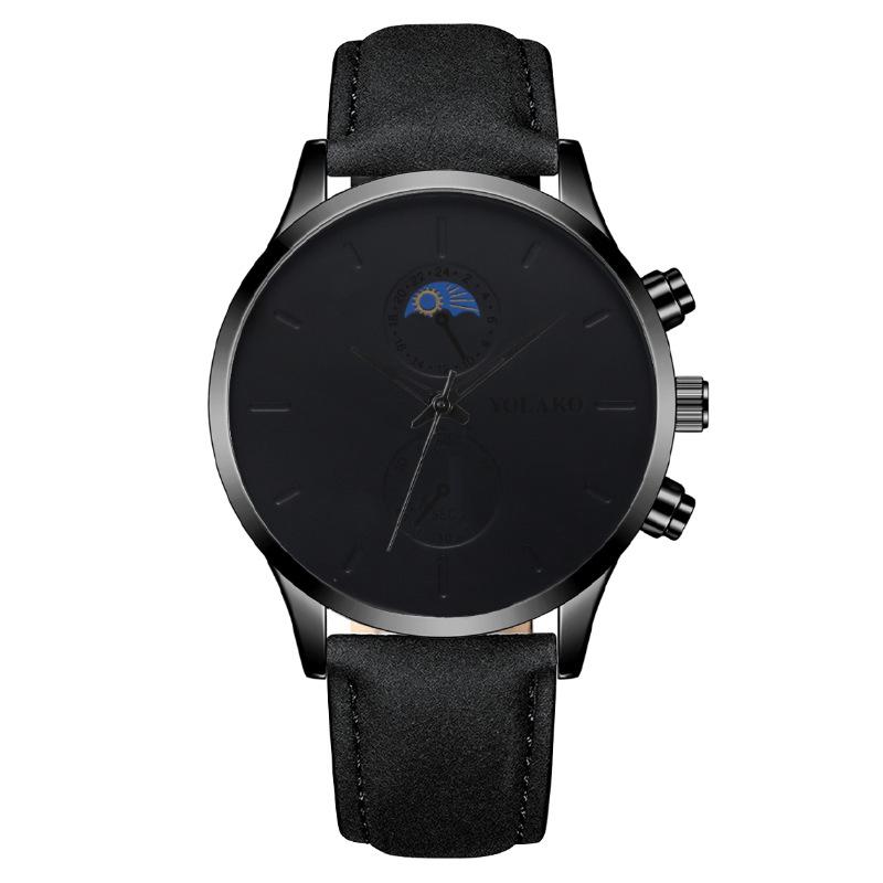 Fashion Moon Two Eyes Men's Watch Men's Watch Belt Quartz Watch