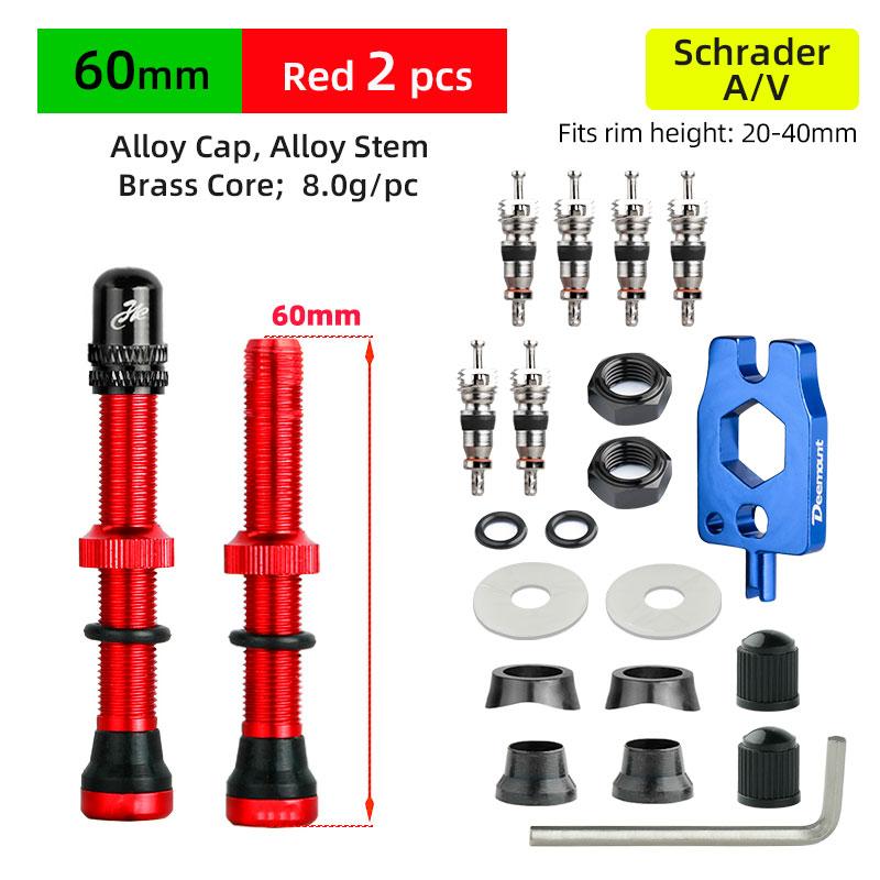 Deemount 2PCS Bicycle Tubeless Schrader Nipple A/V Valves Brass Core CNC Machined Anodized for MTB Road Bike Tubeless Rims