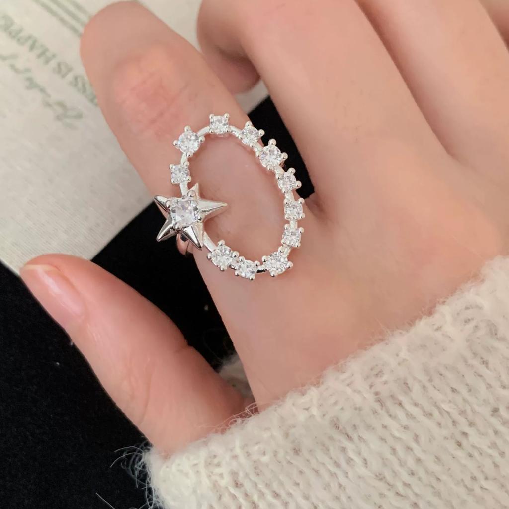925 Silver Rings for Women Couple Minimalist Handmade Simple Blue Stone Star Ring Party Jewelry Gift Prevent Allergy