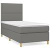 3142218 vidaXL Lit à sommier tapissier et matelas Gris foncé 90x190 cm Tissu