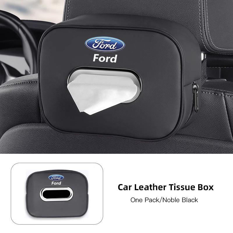 Car Tissue Box Quality Leather Auto Paper Towel Storage Bag For Ford ST Line Focus Mustang Fiesta Puma Ranger Kuga MK7 MAX F150 APX1