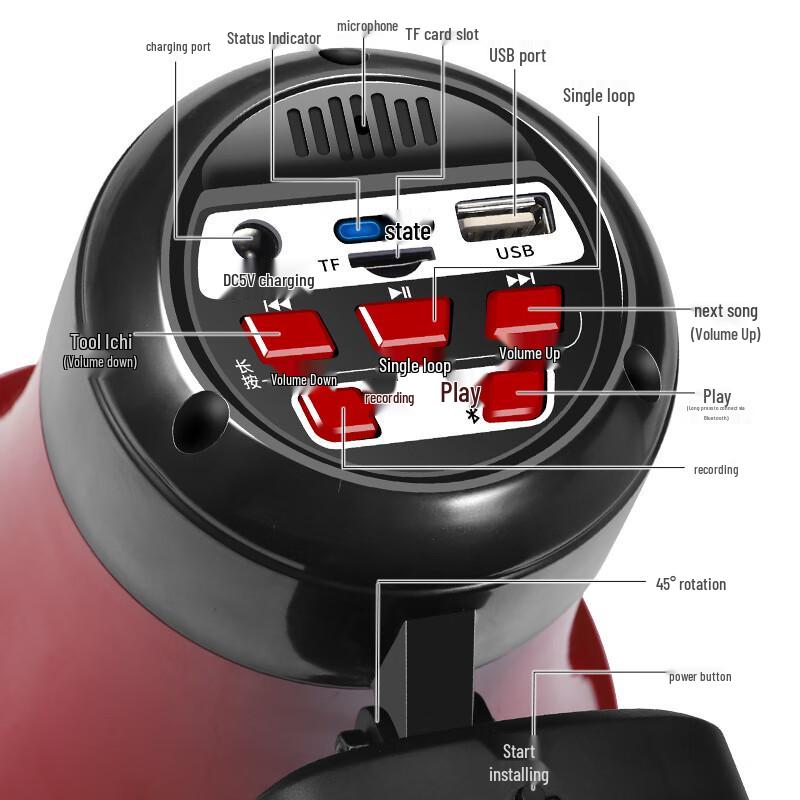 Lixin High-Power Car Megaphone & Recorder