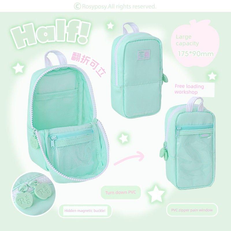 

Rosyposy Junior High School Girls Good-looking Pencil Case [half version] green-green