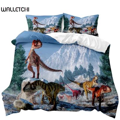 Dinosaur Duvet Cover Set Jurassic World Battle Bedding Set Unique Dinosaur Polyester Bedding for Kids Adults Queen King Size