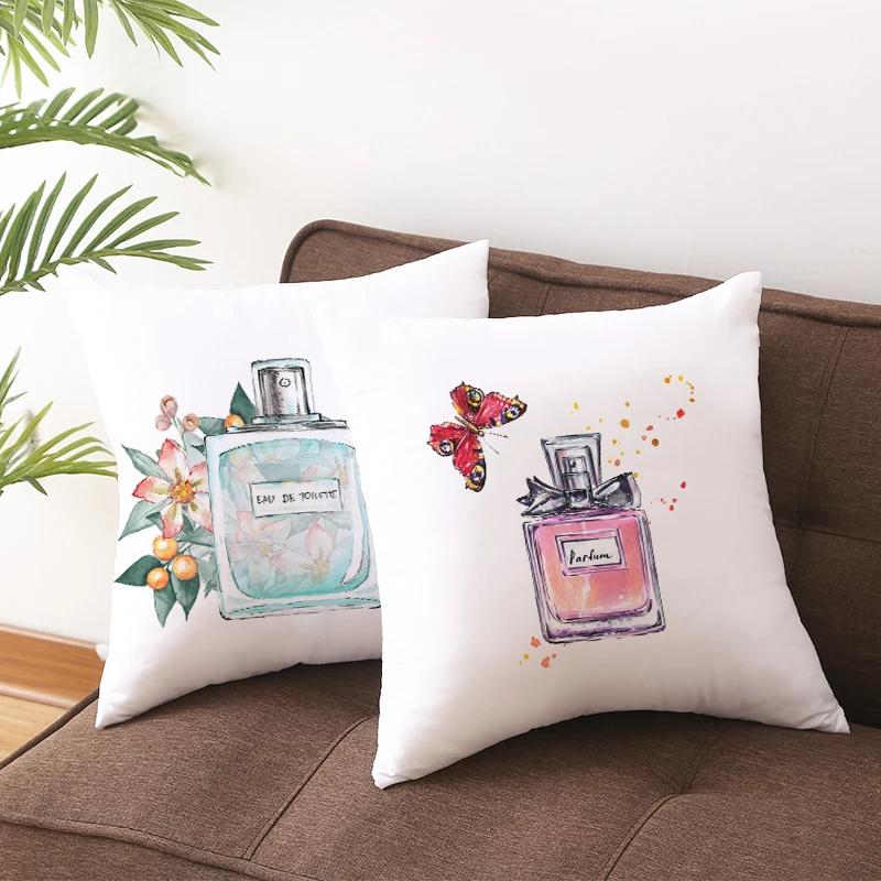 Markenparfümflasche Kissenbezug Mode Damen Mitbringsel Kissenbezug Heimdekoration Pfirsichhaut Samt Parfüm Sofakissenbezug