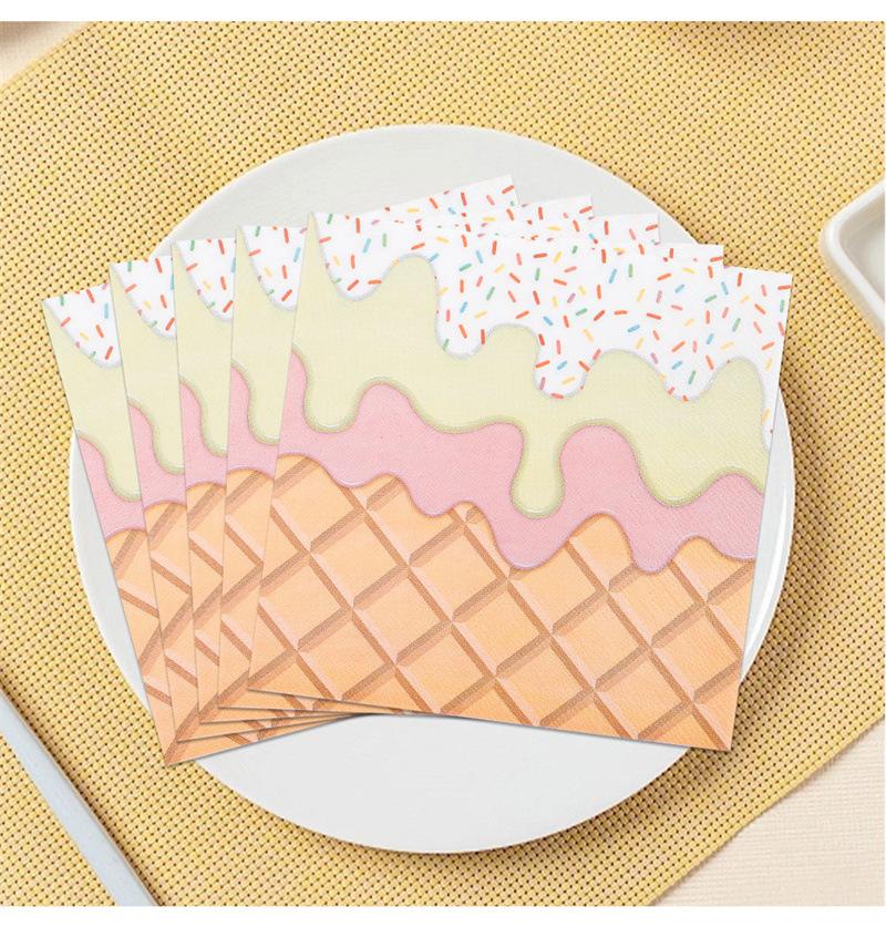 Ice Cream Printed Napkins Disposable Party Supplies Birthday Party Decoration Colorful Paper Towels Tableware Pads Kids Favor