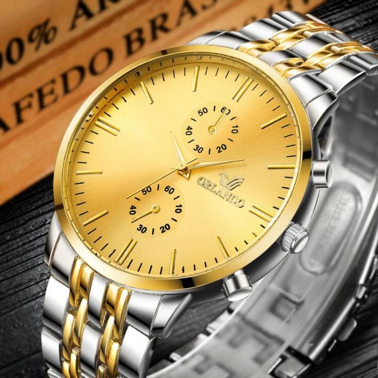 Fashion Men Watches Quartz Watch Men's Silver Gold Plated Stainless Steel Wristwatch