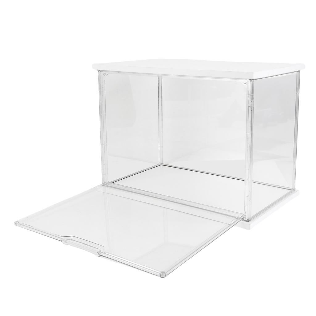 Clear   Display Case Plastic Display Box for Collectibles Doll Home Storage Organizing Toys Wood Base 14.3x8.7 .7in