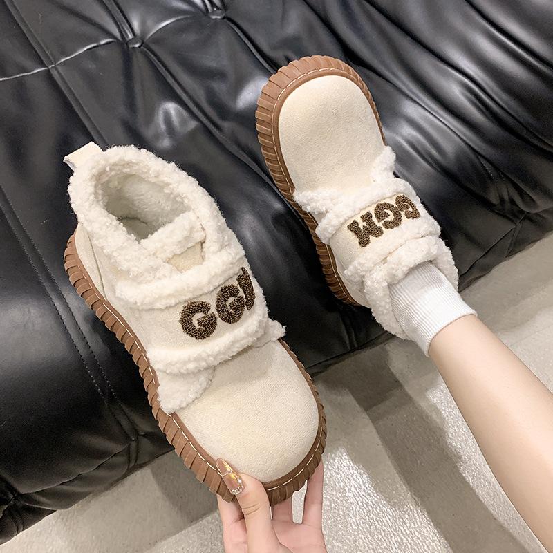

Alphabet Velcro Snow Boots Women s Platform 2025 Winter Versatile Fleece Thickened Warm Fur Integrated Cotton Shoes 40
