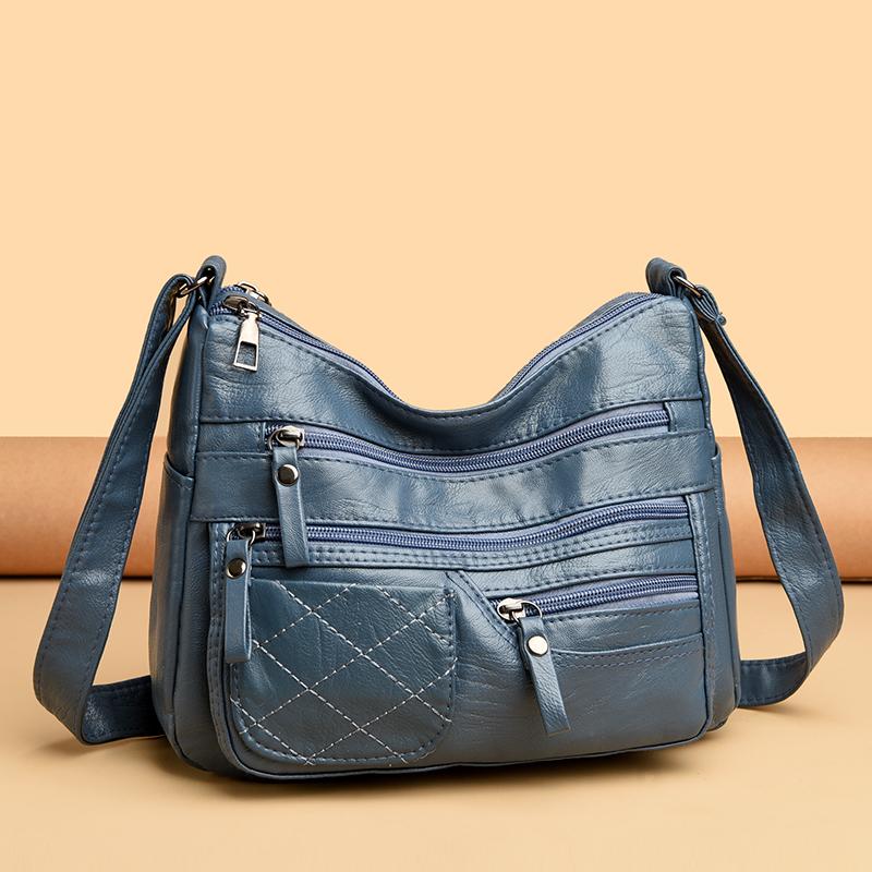 Large Capacity Shoulder Bag Women's Crossbody Bag Multi-Layer PU Middle-Aged Mother Bag