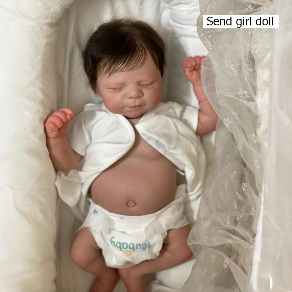 19 Inch Sleeping Reborn Baby Dolls Real Like Silicone Full Body Washable Simulation Doll Pascale Poseable Limbs Newborn Dolls for Kids Christmas Gifts