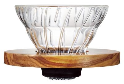 HARIO V60 Glass Transparent Coffee Dripper Olive Wood 01 Coffee Drip for Cups Heat-resistant 1-2 VDGR-01-OV