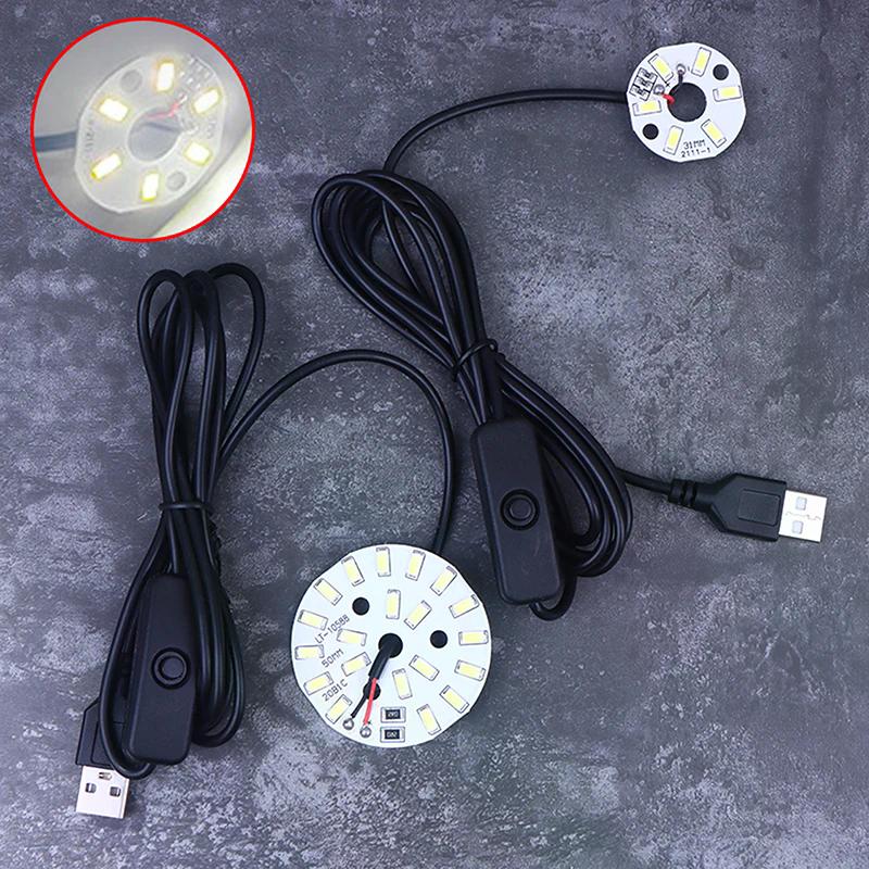 Hot! 1Pc USB Plug DC5V LED Light Source SMD 5730/2835 LED Light Beads Ring Chip With Black 1.5M Swtich Cable 3/5/10W White Light