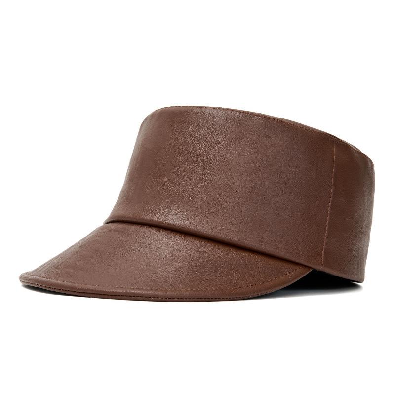 Internet celebrity pu leather cap children autumn and winter big head circumference show face small warm flat top hat equestrian hat knight hat men