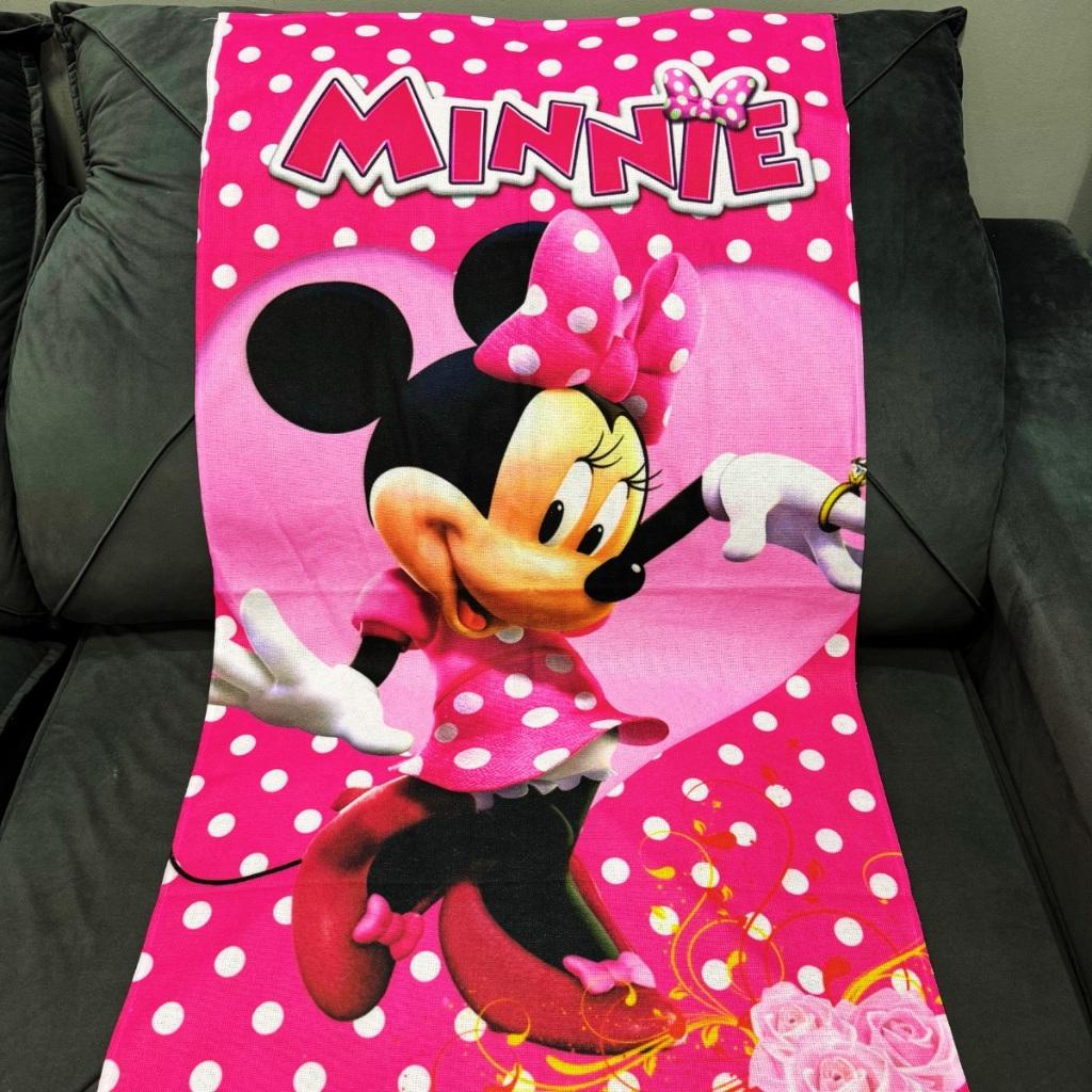 1pc Minnie Mouse Beach Towel - Polyester 2D Print Pink Polka Dot Design, Quick-Dry & Lightweight for Swimming, Camping &