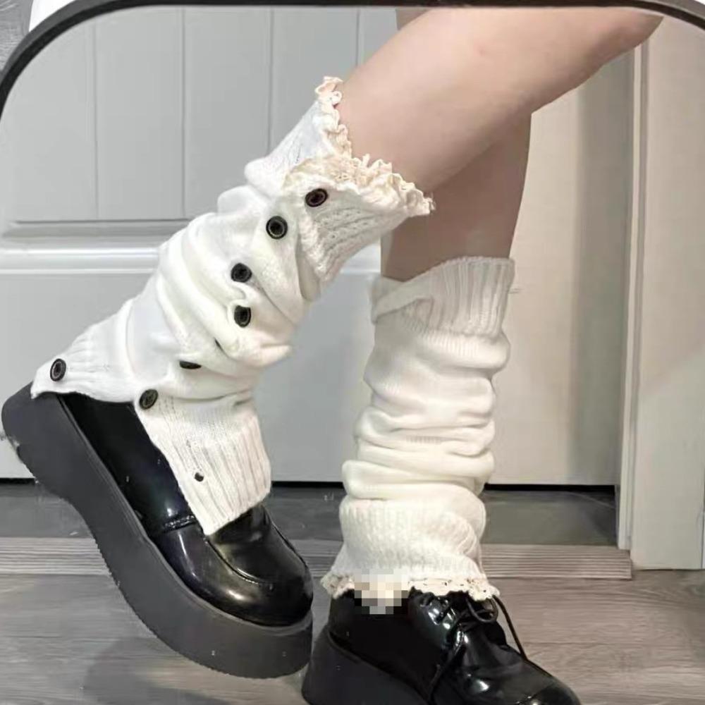 Lolita JK Knitted Leg Cover Harajuku Long Tube Stockings Fashion Y2K Leg Warmers  Girls