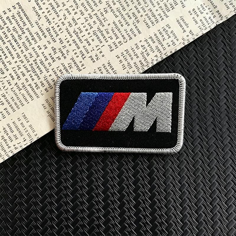 BBJF8 B-BMW-B Logo Embroidered Cloth Sticker Clothing Hole Patch Decal Ironing Sewing Hot Melt Adhesive Patches for BMW M Sport Series
