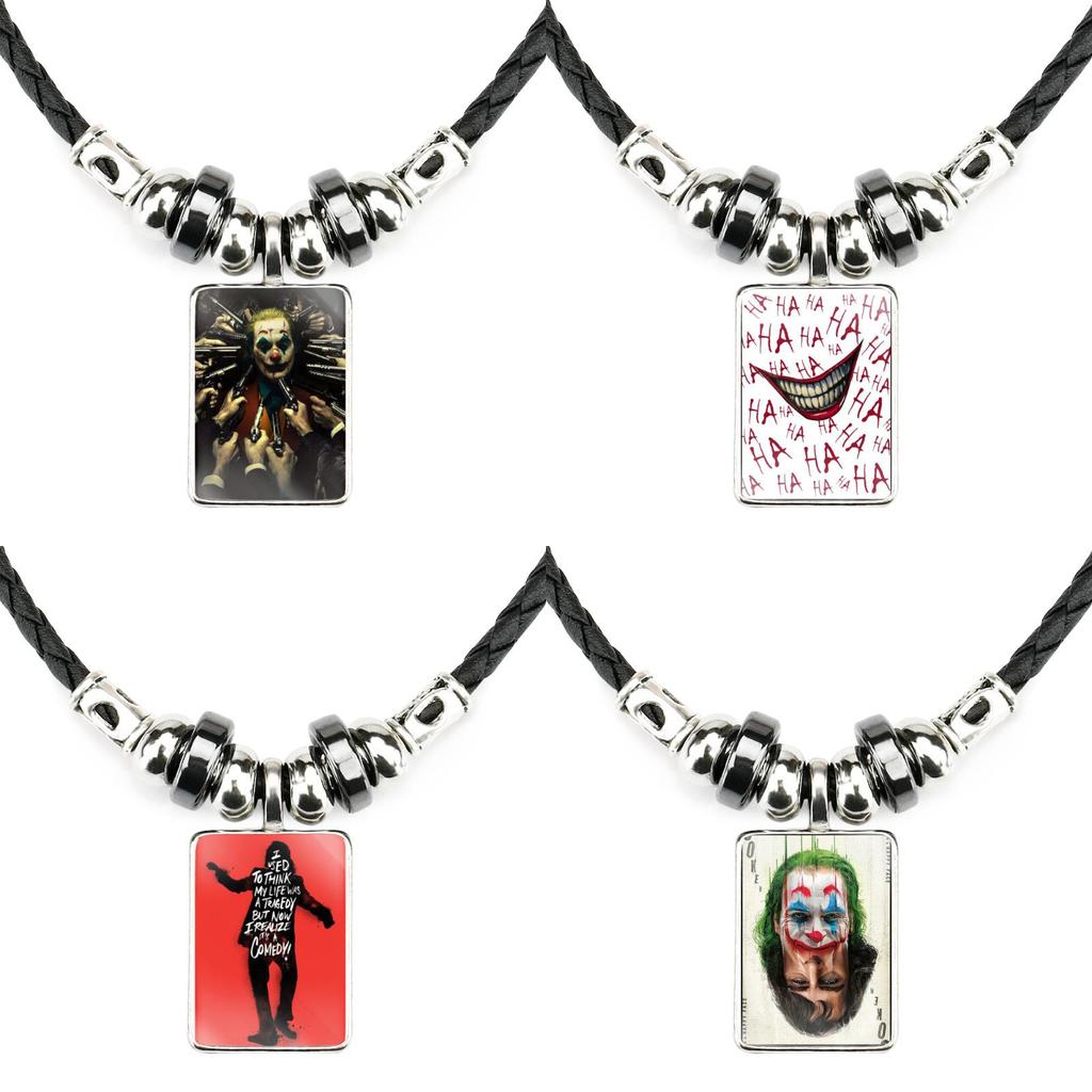 Klasický filmový přívěsek Joker Náhrdelník Pro Muže Ručně vyráběný Geometrický Kožený Provázek Řetízek